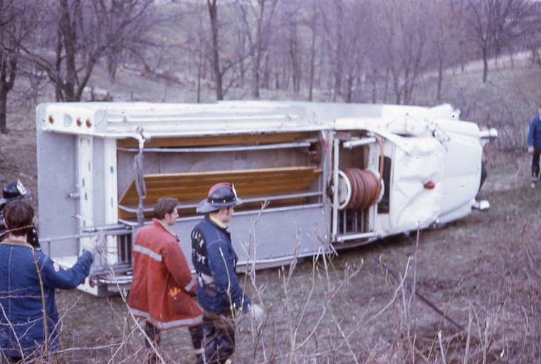 Tower Road Accident Pumper Rolled Over 1971 photo 1.jpg